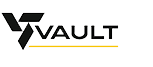 Vault logo. Vault in black with yellow underline.