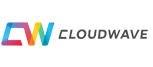 Cloudwave logo written in black with CW made up of rainbow colours.