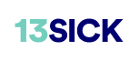 13 sick logo with 13 in aqua and sick in navy capitals.