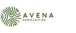 Avena communities logo with green circle filled with thumbprint pattern.
