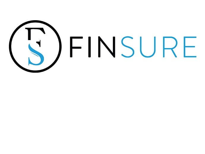 Finsure logo in black and blue