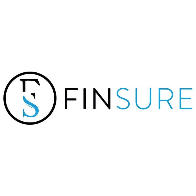 Finsure logo in black and blue
