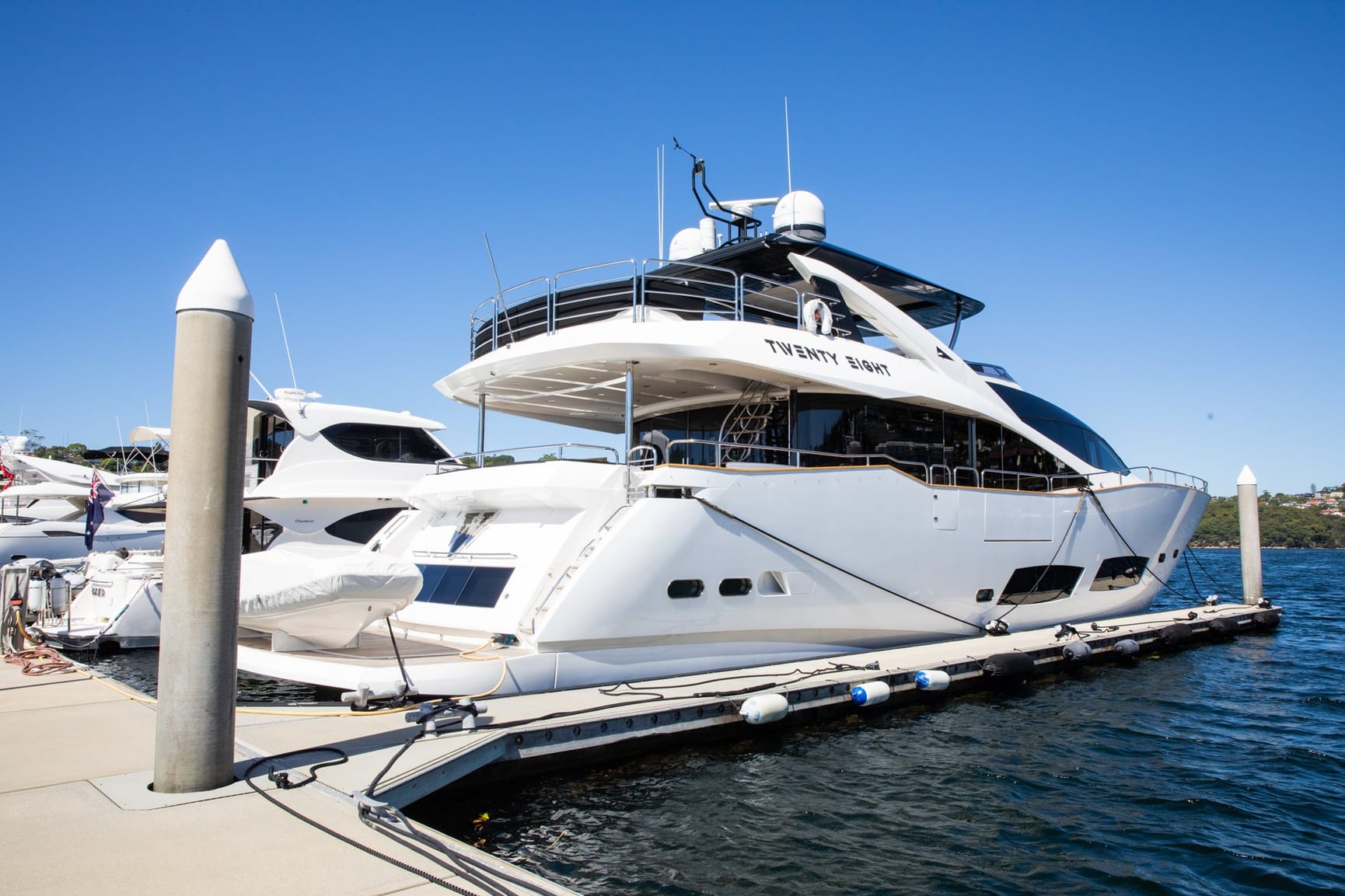 Boat berthed in water at a marina